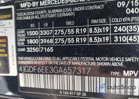 2016 Mercedes-Benz Gl 450 4Matic z USA, uszkodzony, nr VIN 4JGDF6EE3GA657317
